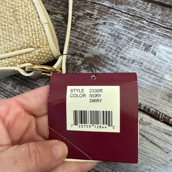 Etienne Aigner Beige and Cream Woven Crossbody Bag - Picture 7 of 9